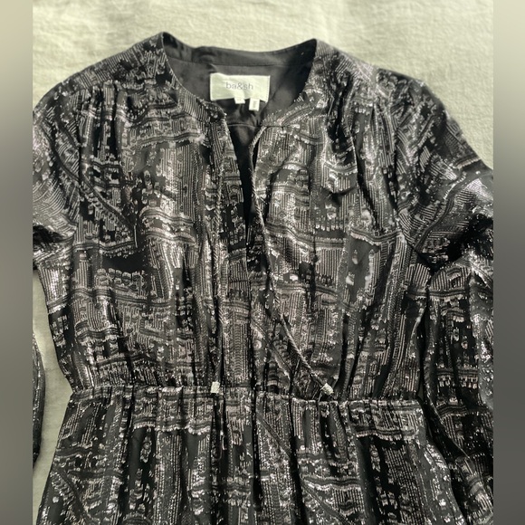Ba&sh Sophie Tiered Dress. Size XS . Black and metallic silver. - Picture 12 of 15